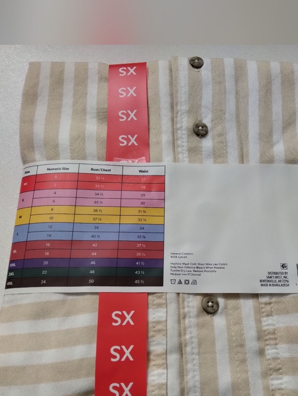 Member's Mark Women's Tencel Camp Button-Up Shirt Beige / White Stripe New XS - Picture 4 of 5
